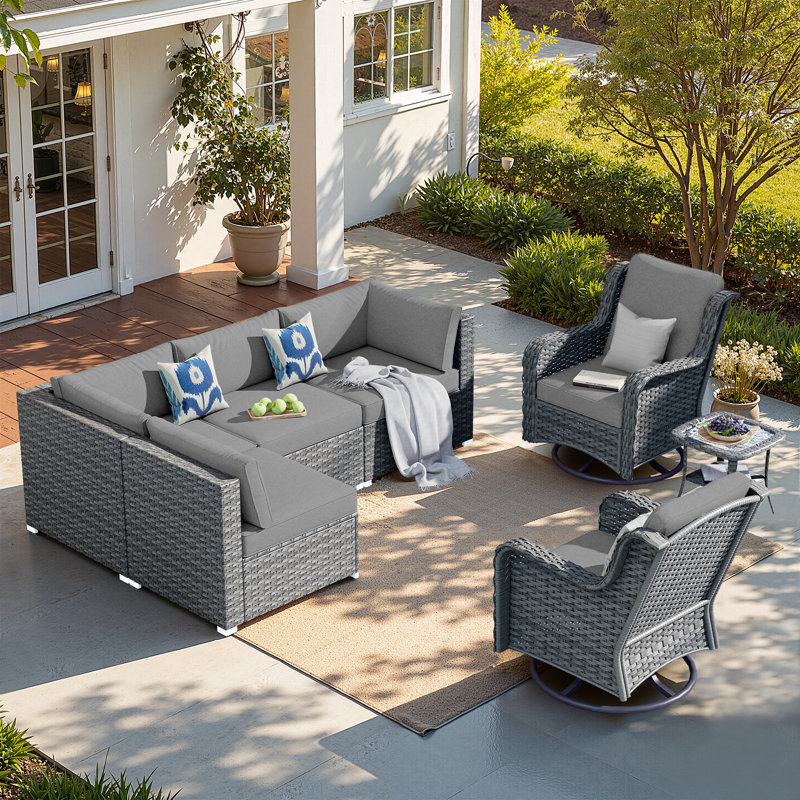 Ensemble de conversation modulaire avec coussins, Non, Gris foncé