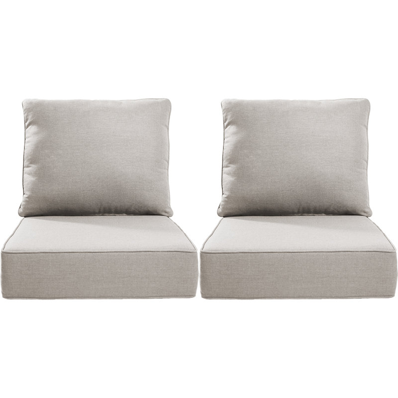 Ensemble de coussin de siège et de dossier en polyester résistant aux intempéries Deb, Beige, 2, L 22 po x P 24 po