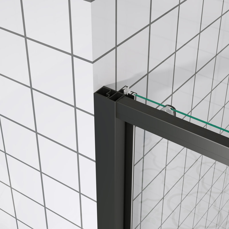 Modern Matte Black Sliding Shower & Tub Doors, Semi-frameless, Adjustable 56-60" W X 72" H