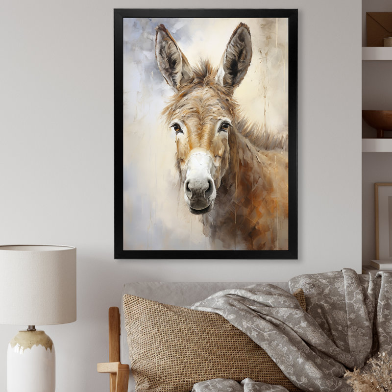 Sophisticated Donkey Portrait II, Black Single Picture Framed, 44" H x 34" W x 1.5" D