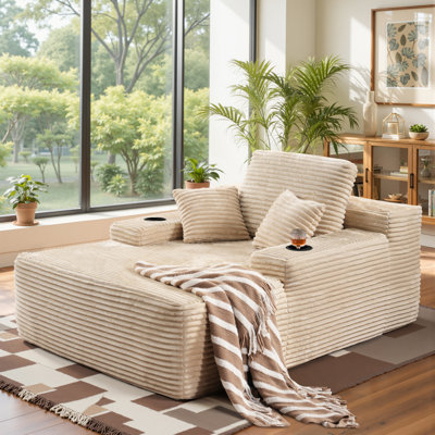 Nathasa Oversized 66.92" Upholstered Chaise Lounge with Pillow, No Assembly Required Cloud Chair Indoor, Modern Single Couch, Comfy Fluffy Sleep Sofa by Mercer41