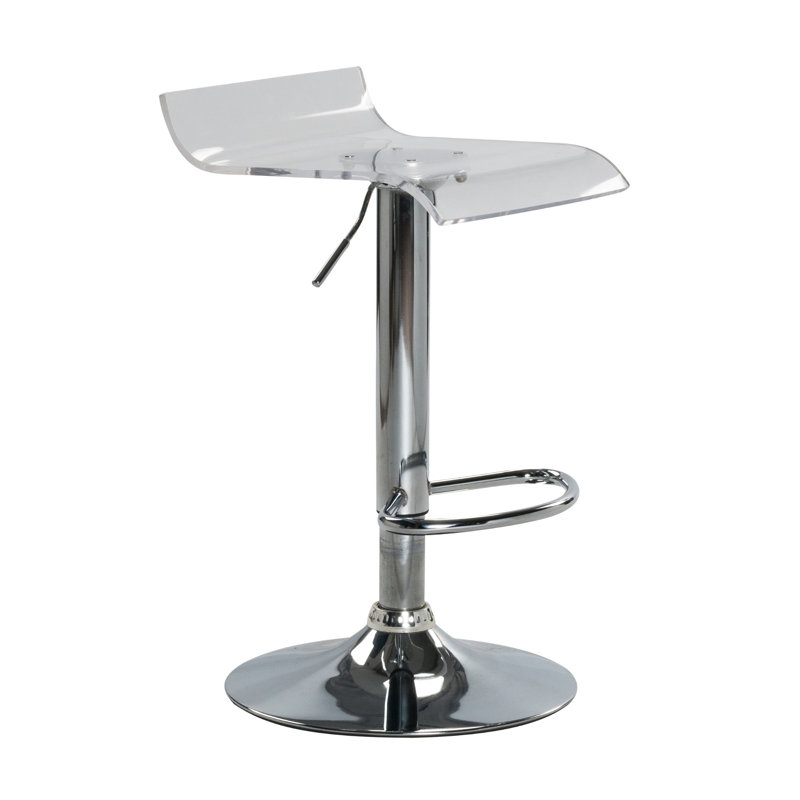 Tabouret tournant à hauteur réglable en acrylique avec base chromée
