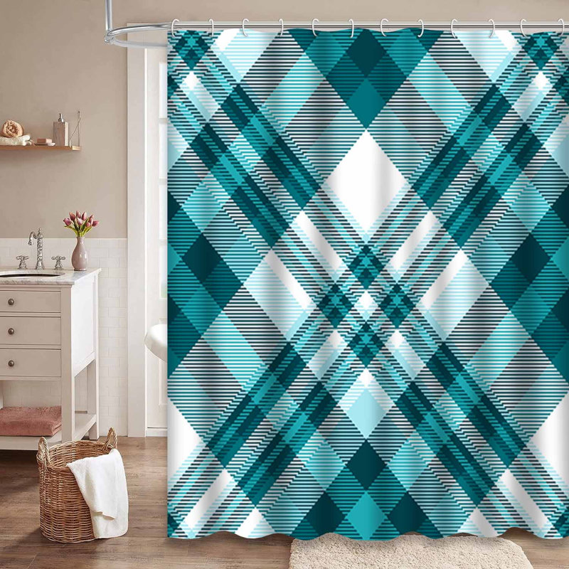 Rideau de douche blanc imperméable, rideaux de douche pour la salle de bain avec 12 crochets, L 72 po x l 72 po