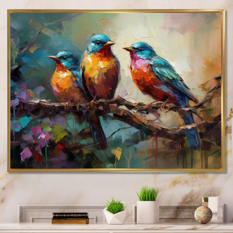 «Feathered Elegance I», reproduction d'art sur toile, H 24 po x l 32 po x P 1 po, Cadre flottant doré