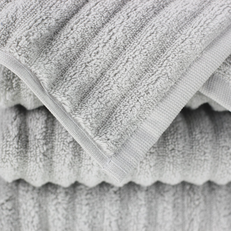 Glines 100% Cotton Plush Ribbed Mulit-Size Set, Pebble Gray