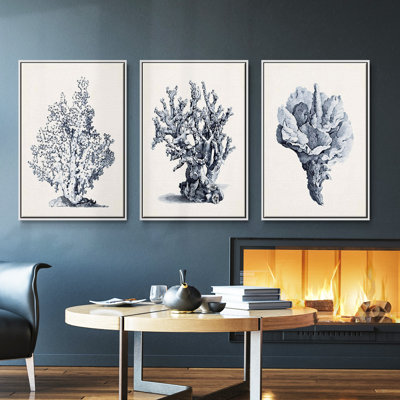 " Blue Antique Coral I " 3 - Pieces