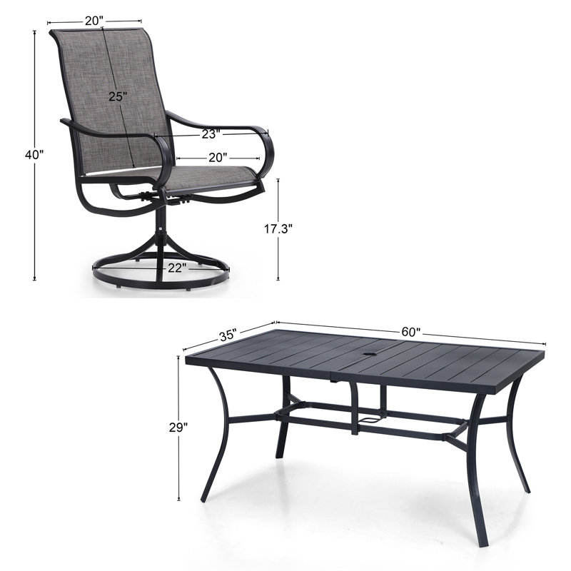 Alyah 6-Person Patio Dining Set with Rectangular Table, Beige