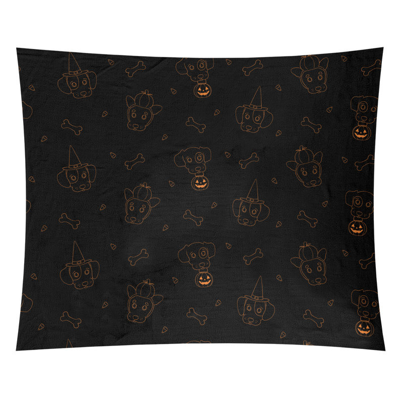Tapisserie de noël halloween en polyester fêtes, H 51 po x l 60 po, Noir / Orange