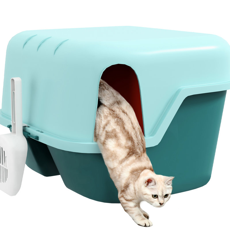 Bac à litière d'intérieur pour chat, avec couvercle et facile à nettoyer - couvercle verrouillable