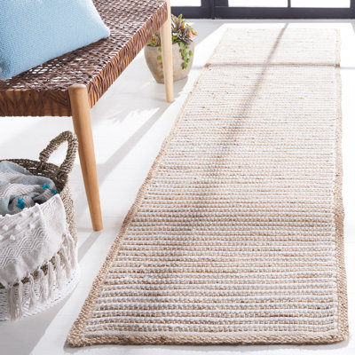 Jeaneane Hand Woven Cotton/Jute Solid Color Rug in Brown/Ivory