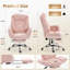 Chaise de bureau Snowflake en molleton avec accoudoirs pliables, chaise de bureau ergonomique pour la maison et le bureau-1186489318