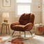 Fauteuil à bascule moderne rembourré avec base en bois d'hévéa, rouge, idéal pour la chambre d'enfant, le salon et la chambre à coucher.-1149199390-1151497856