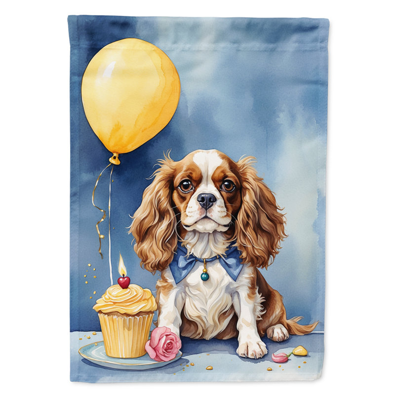 Drapeau «Happy Birthday House», Épagneul Cavalier