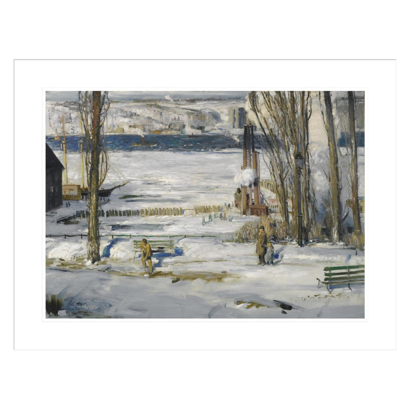 «A Morning Snow Hudson River» par George Wesley Bellows - impression giclée encadrée, H 22,73 po x l 29,5 po