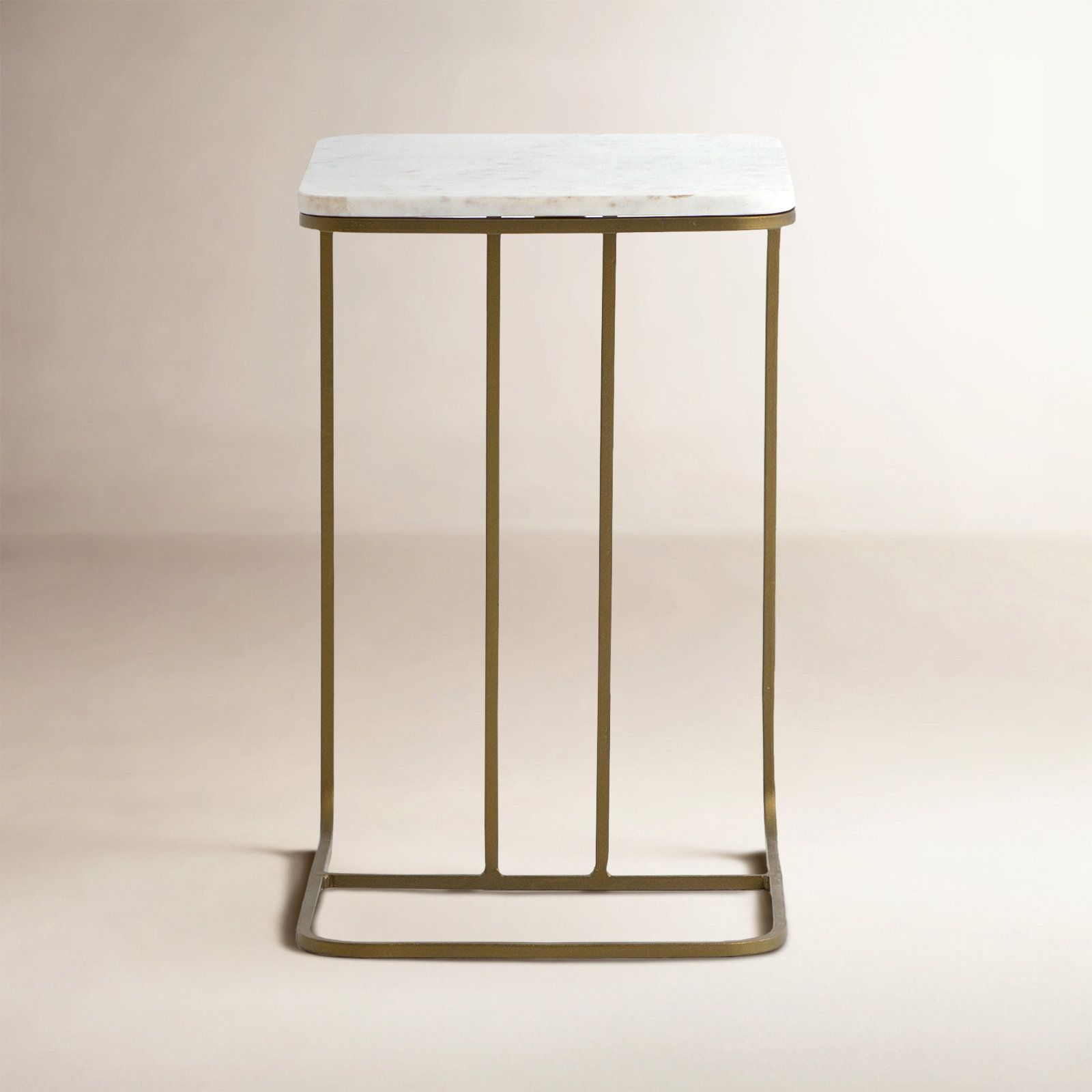 Erlinda End Table, Brass, White