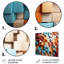 «Blue and Red Abstract Cubes I - Abstract Cubism», reproduction d'art murale en métal-1553277975