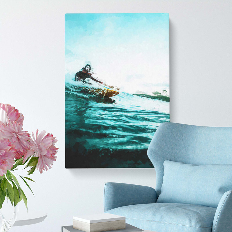 Surfing In Indonesia In Abstract - Wrapped Canvas, 76cm H x 50cm W x 3cm D
