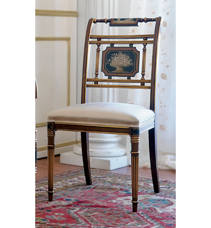 Chaise d'appoint à dossier échelle en bois massif brun