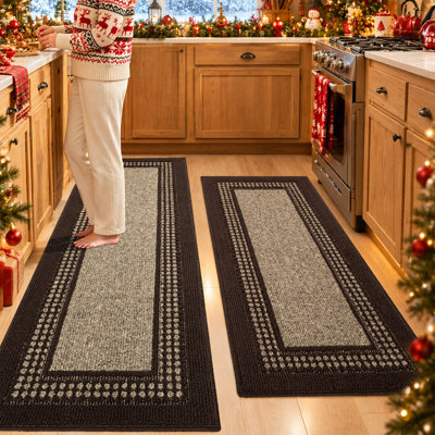 Timeless Framed Pattern Stain Resistant Kitchen Mat