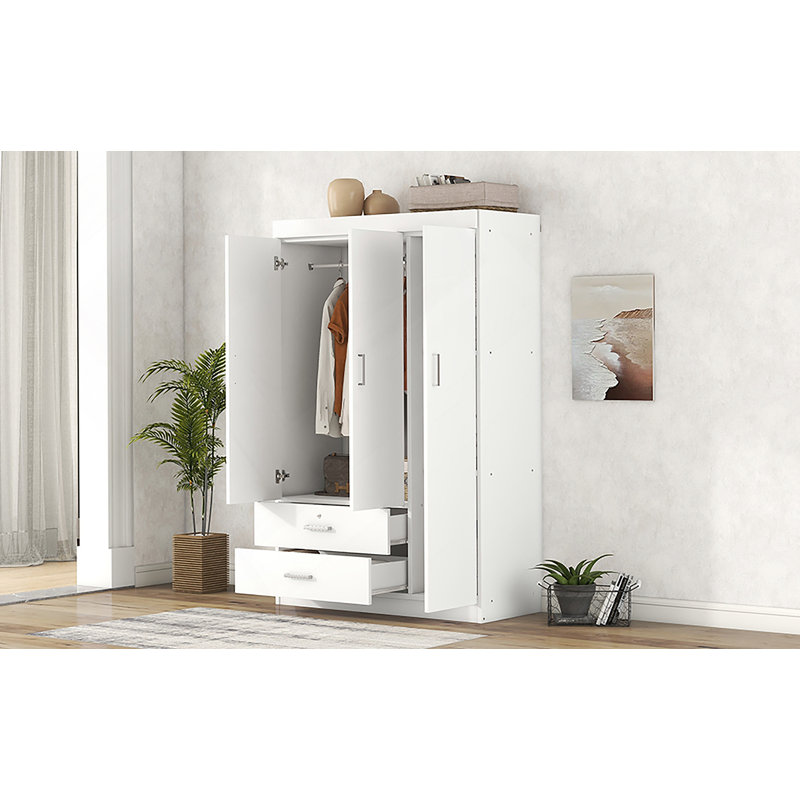 Armoire 3 portes avec 2 tiroirs, blanc (ANCIEN SKU: LP006001AAK), Blanc