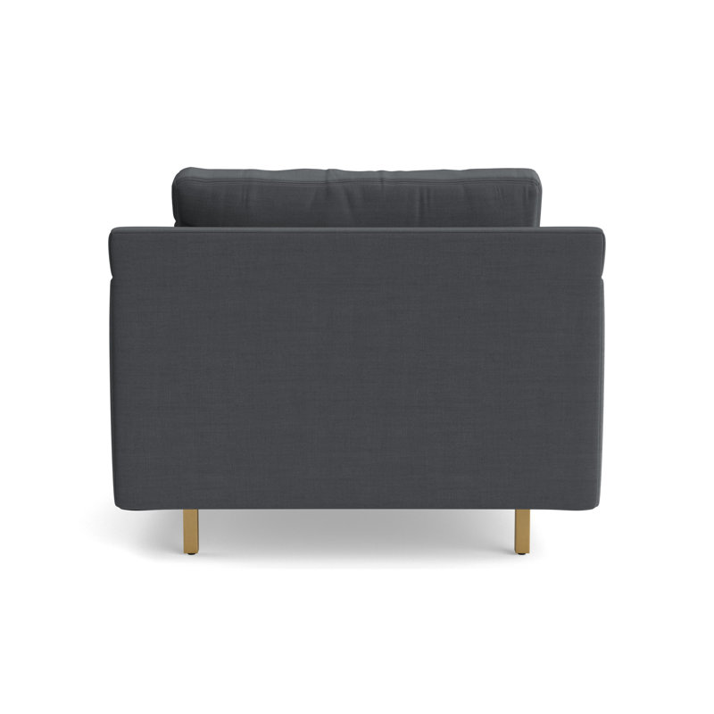 Hunter Chair No Welt, Performance Linen - Charcoal, Brushed Brass