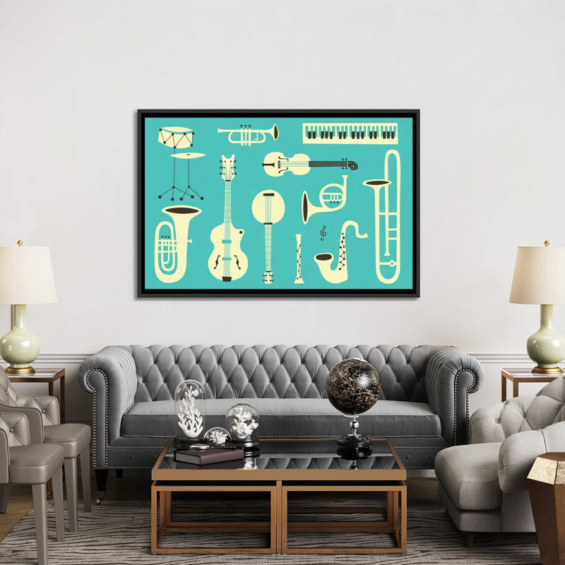 « just jazz ii », impression sur toile, H 18 po x l 26 po x P 1,5 po, Toile avec cadre noir, Pas de tapis