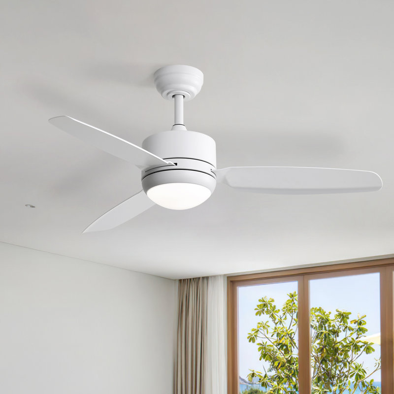 Ventilateur de plafond moderne à 3 pales Ladontay avec lumière DEL et télécommande Ladontay, Blanc, 46 po de largeur