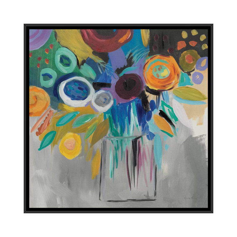 « burst of magic », reproduction sur toile, H 18 po x l 18 po x P 1,5 po, Toile avec cadre noir, Pas de tapis