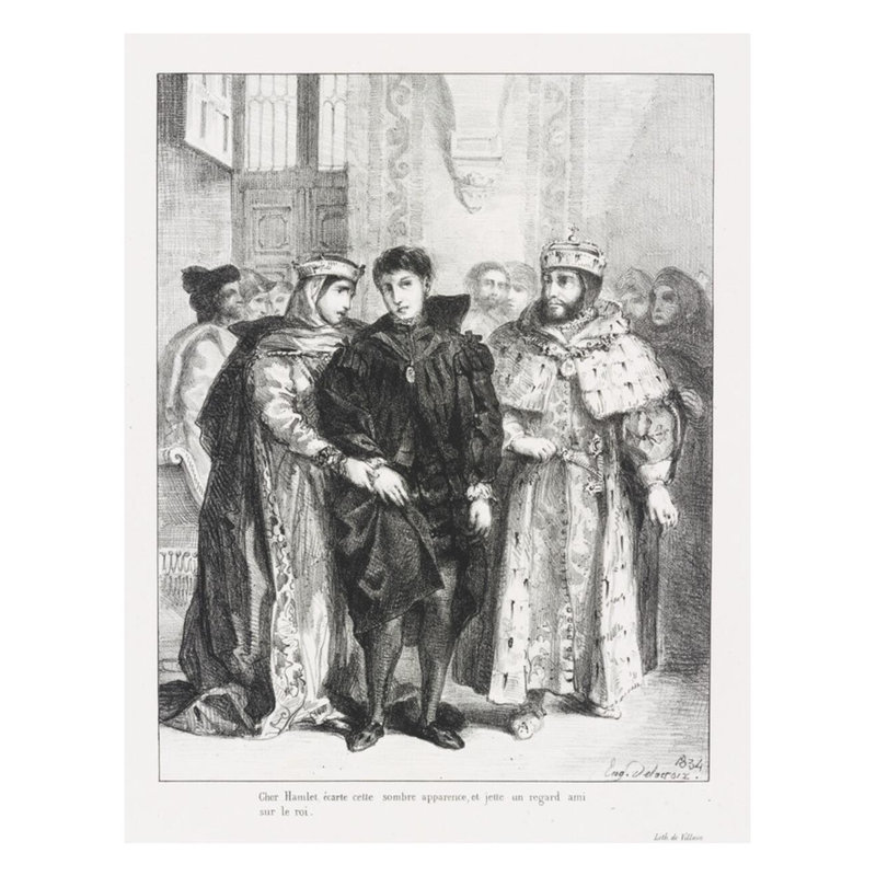 La reine s’efforce de console Hamlet (Act. Sc. II) de Shakespeare’s Hamlet par Eugène Delacroix - Estampe numérique