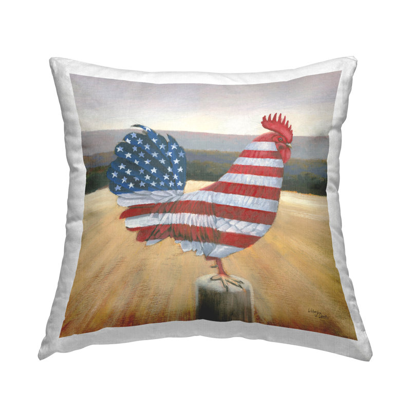 Coussin décoratif imprimé drapeau américain coq par Wellington Studio