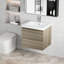 Meuble-lavabo flottant 24 po gris cendré avec lavabo en résine, fixation murale, 2 tiroirs, fabrication silencieuse, fonctionnement silencieux