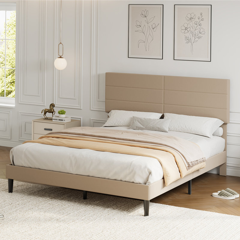 Base de lit tapissier Modern, Beige