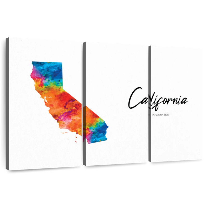 Aliaz Golden State California Map, 36" H x 57" W
