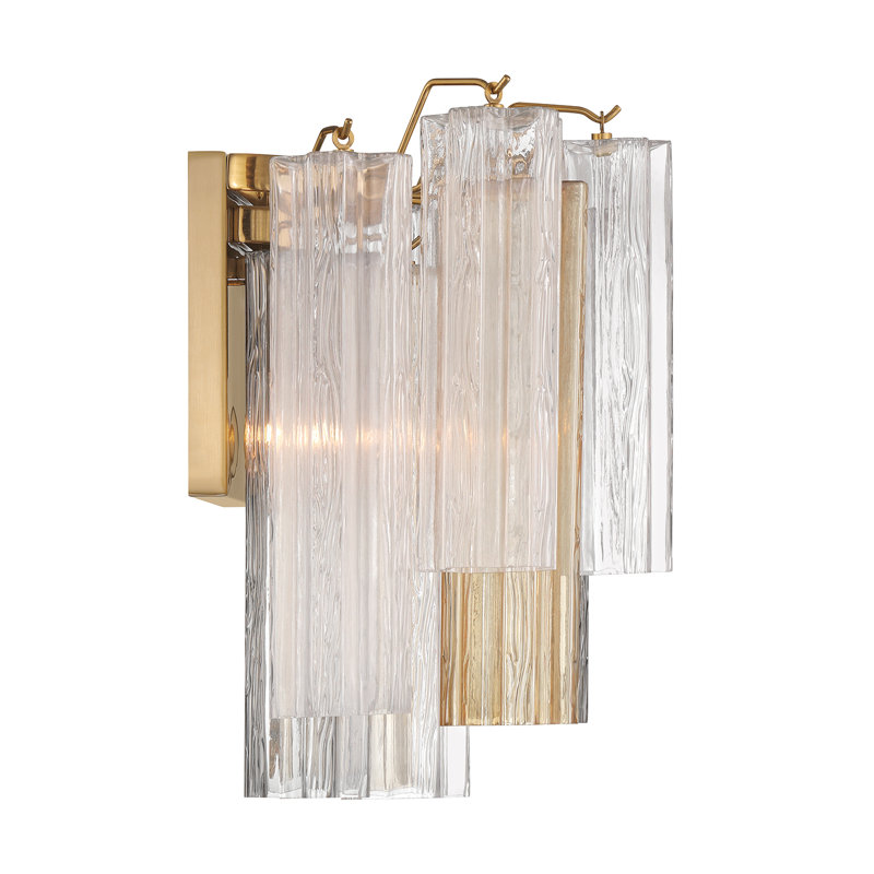 Hardman 2 Light Aged Brass Sconce, Gold, Clear/Black/Gold