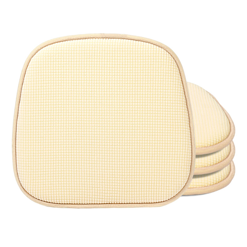 Indoor 1.3'' Dining Chair Seat Cushion, Beige Polyester/Polyester Blend