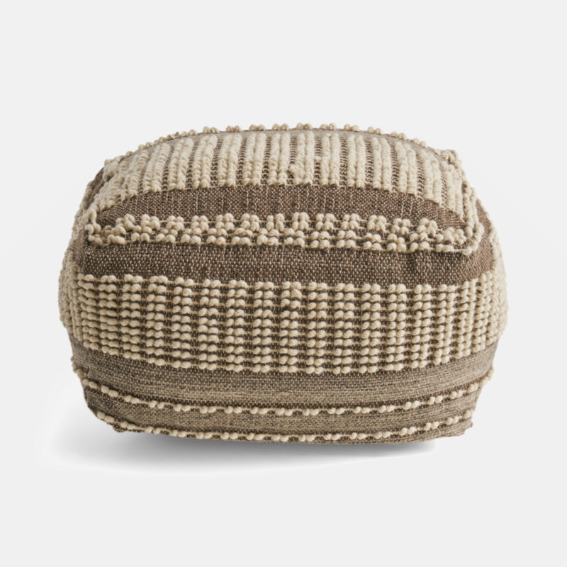 Bayliegh Upholstered Ottoman,Rustic Wool and Cotton Large Pouf