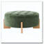 Repose-pieds rond capitonné 32 po avec pieds en bois massif, table basse moderne avec boutons touffetés-313670029