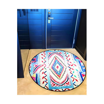 Multicolored Patterned Mixed Shapes Detailed Woven Base Modern Decorative Carpet