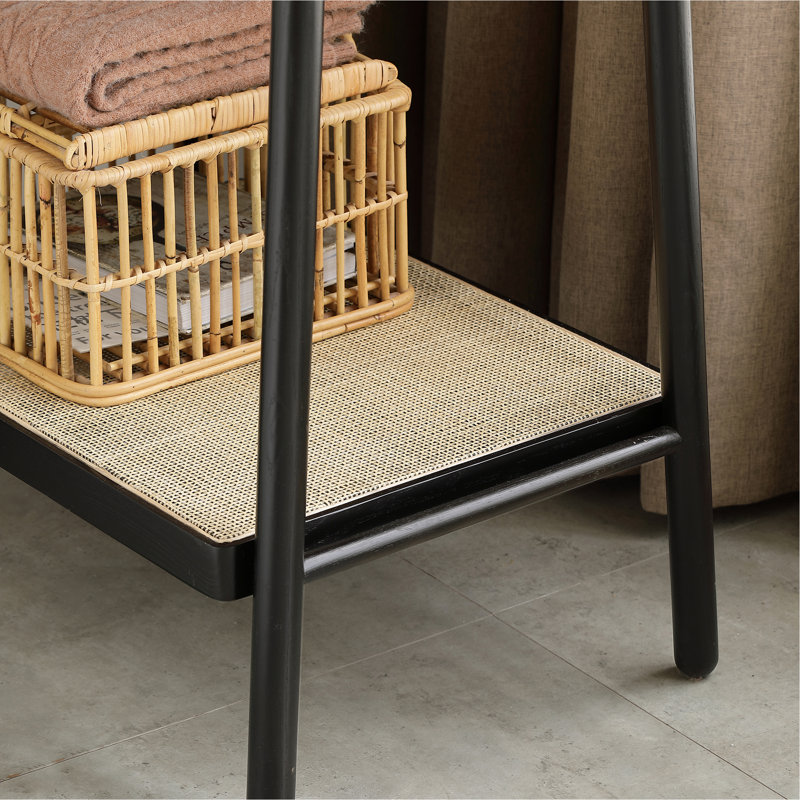 Corrigan Studio® (Black) Solid Oak Wood Clothes Rack, Black Rattan ...