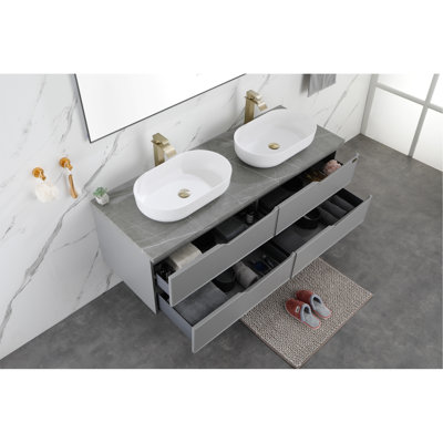 Lavabo vasque de salle de bain moderne ovale 24 "x14" pour meuble-lavabo moderne