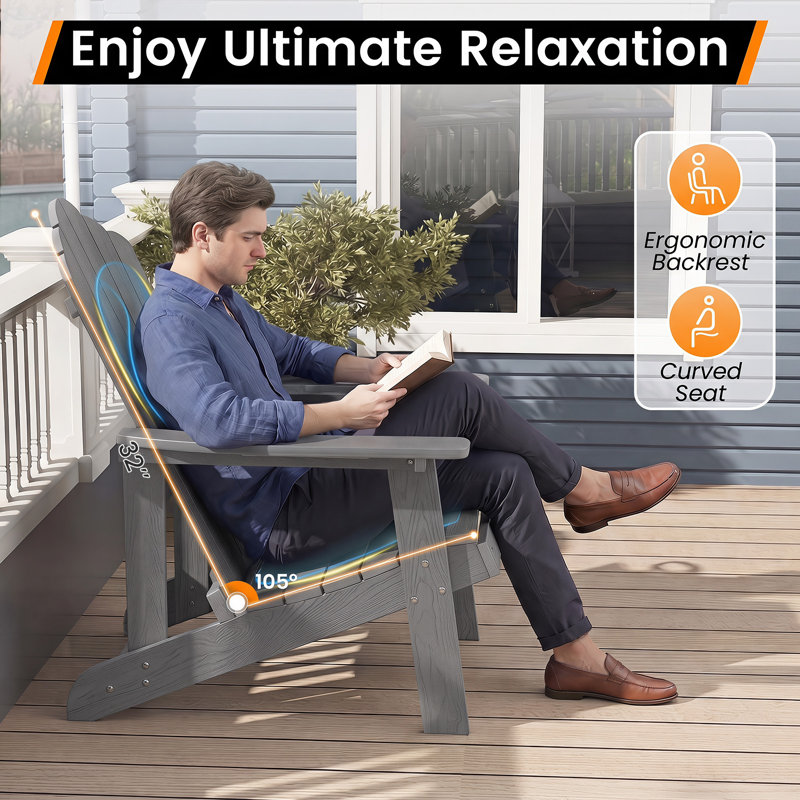 Chaise Adirondack en plastique Ottosen, Gris