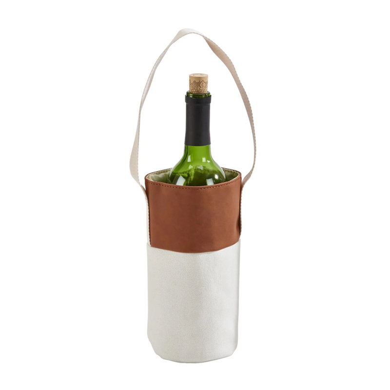 Leatherette Wine Carrier, Caramel