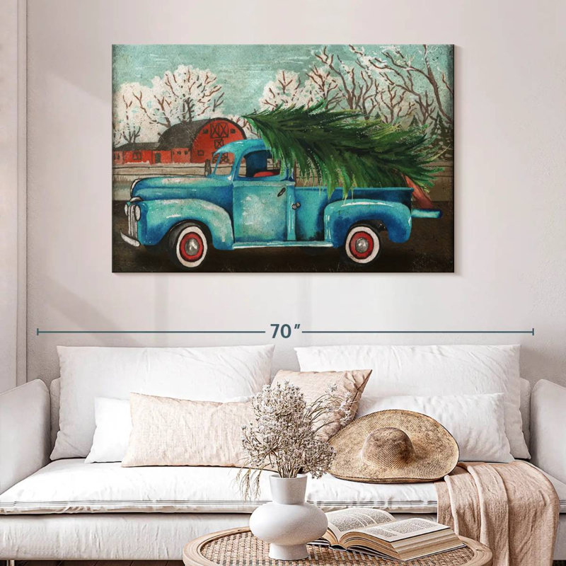 Mehar Blue Truck And Tree I, 32" H x 48" W