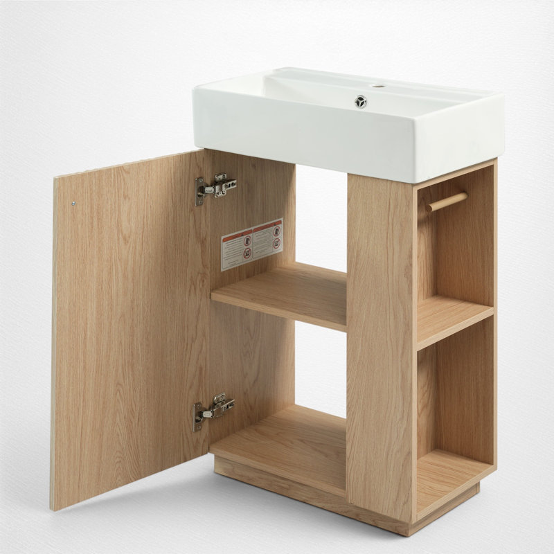 Meuble-lavabo simple 22 po avec plateau en céramique, Bois, Left Hinge