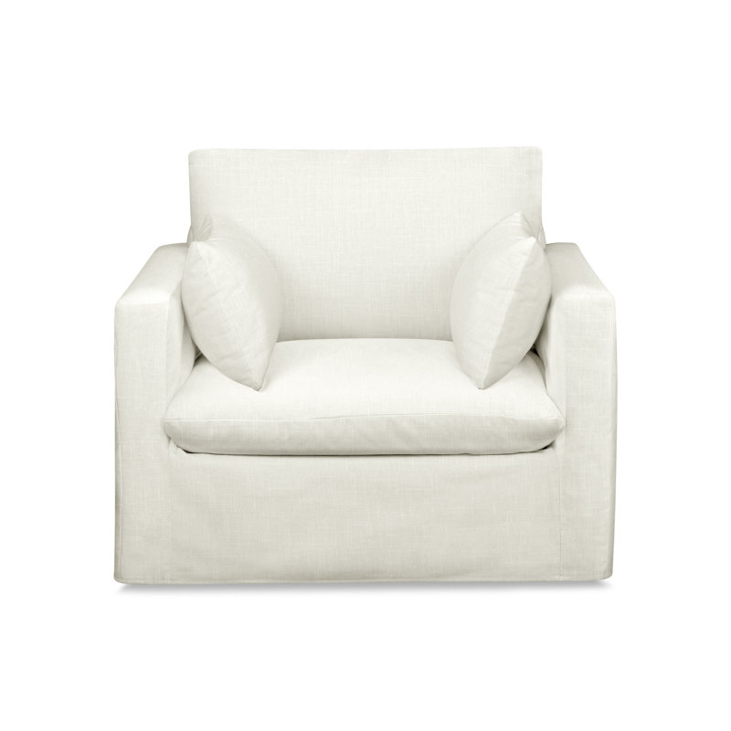 Luna Slipcovered Chair and a Half, Lena Off White Performance Linen Blend