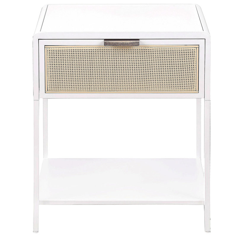 Table de chevet 1 tiroir Duncan, Blanc