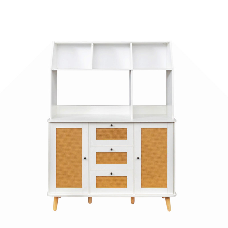Armoire mm avec porte en rotin et 3 tiroirs