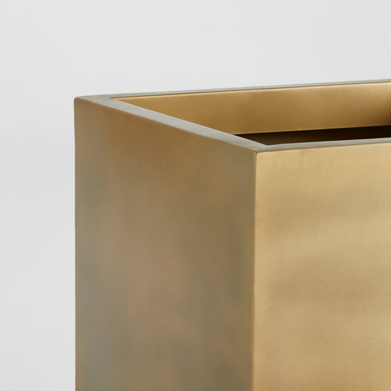 Aster Gold Finish Iron Cubic Planter Box