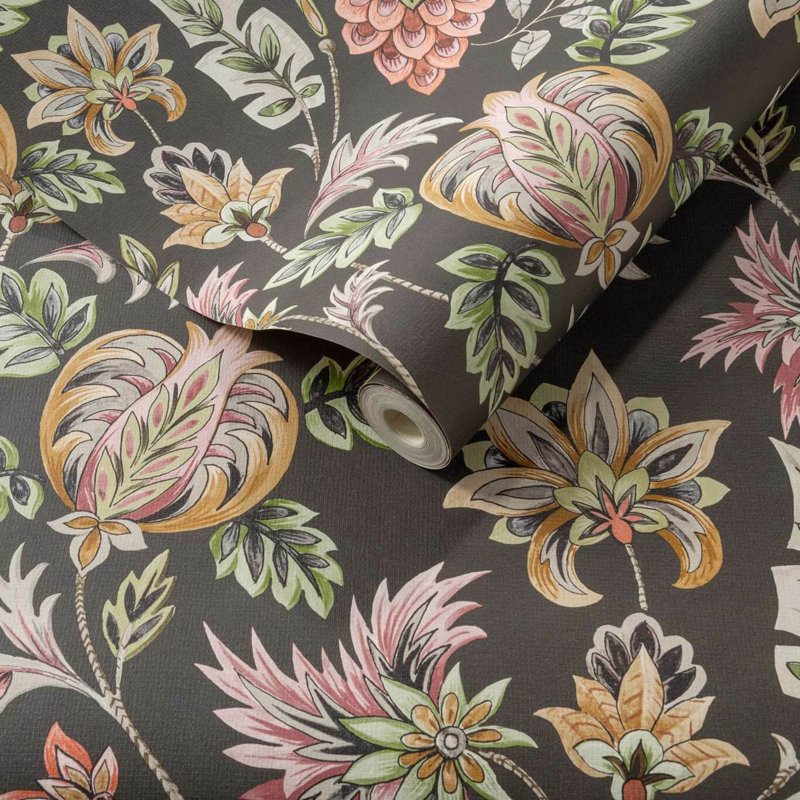 Sizergh Secret Garden 10.05m x 52cm Matte Wallpaper Roll, Charcoal