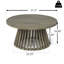 Table basse d'extérieur en bois d'acacia pour le patio, table basse ronde pour la cour arrière, pelouse, balcon, finition grise-482811057